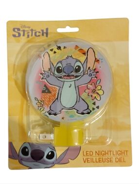 🆕 Disney Stitch Round LED Nightlight - Yellow, Blue, Pink